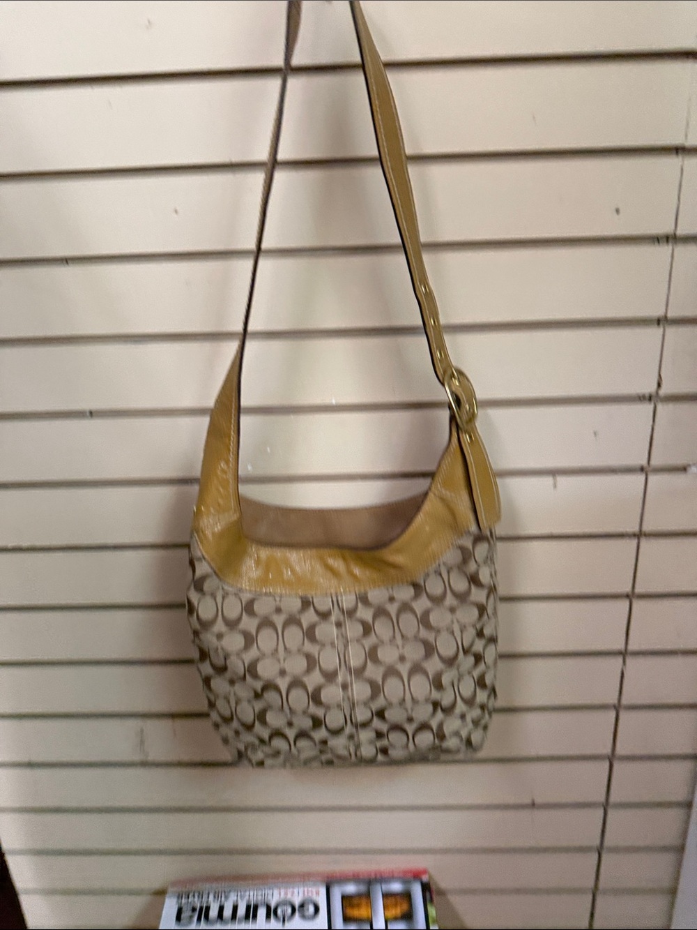 Coach Signature Canvas Hobo with Brown and Mustard Leather Trim - Picture 3 of 12